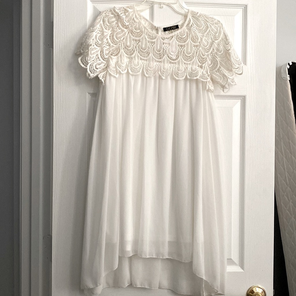 White Lace and Sheer Dress (M)